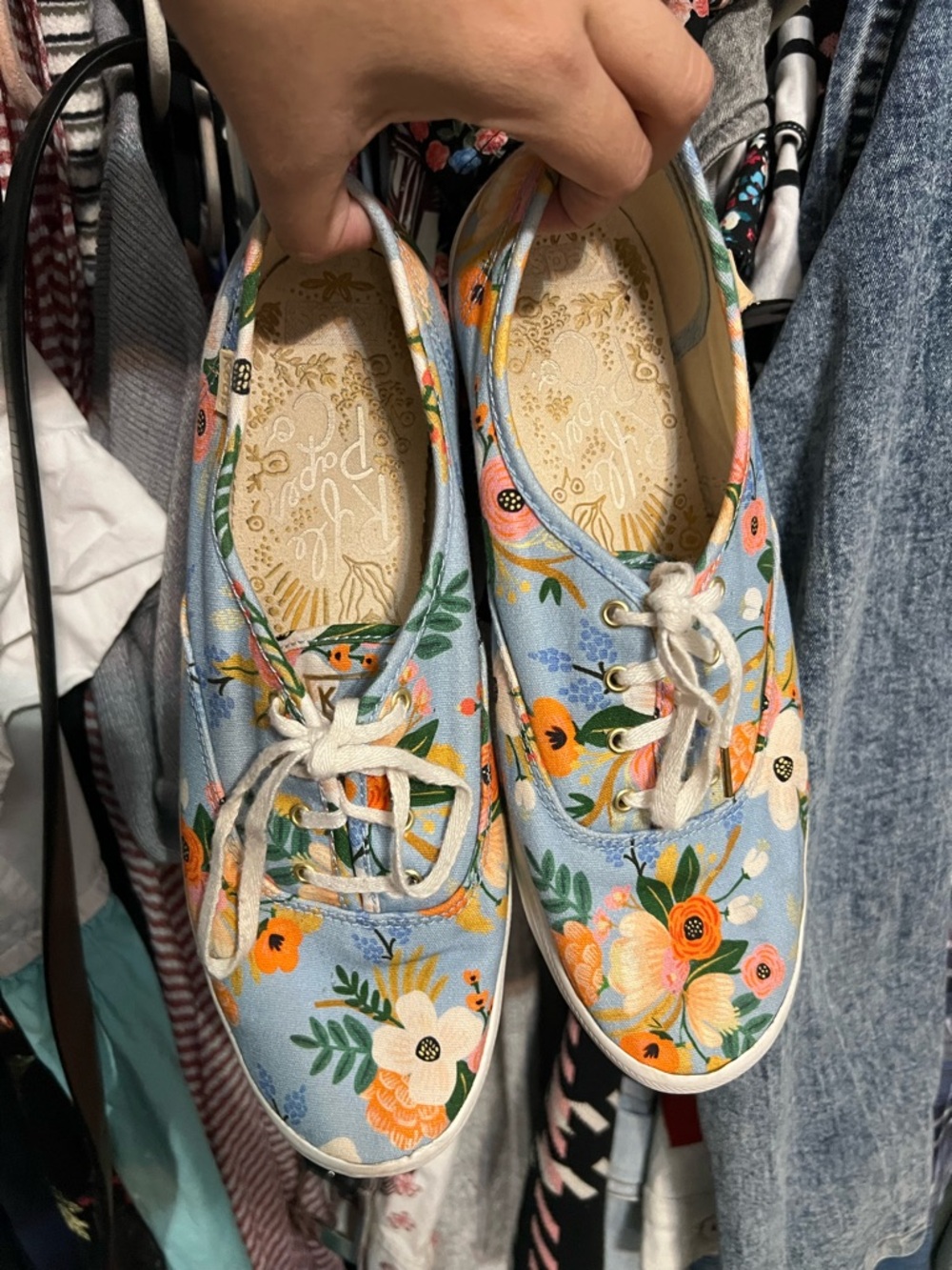 Ked x Rifle paper co - Floral Canvas Lace-Up Sneakers - Light Blue